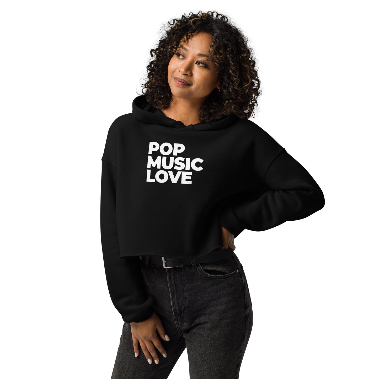 POP MUSIC LOVE Cropped Hoodie (available in multiple colors)