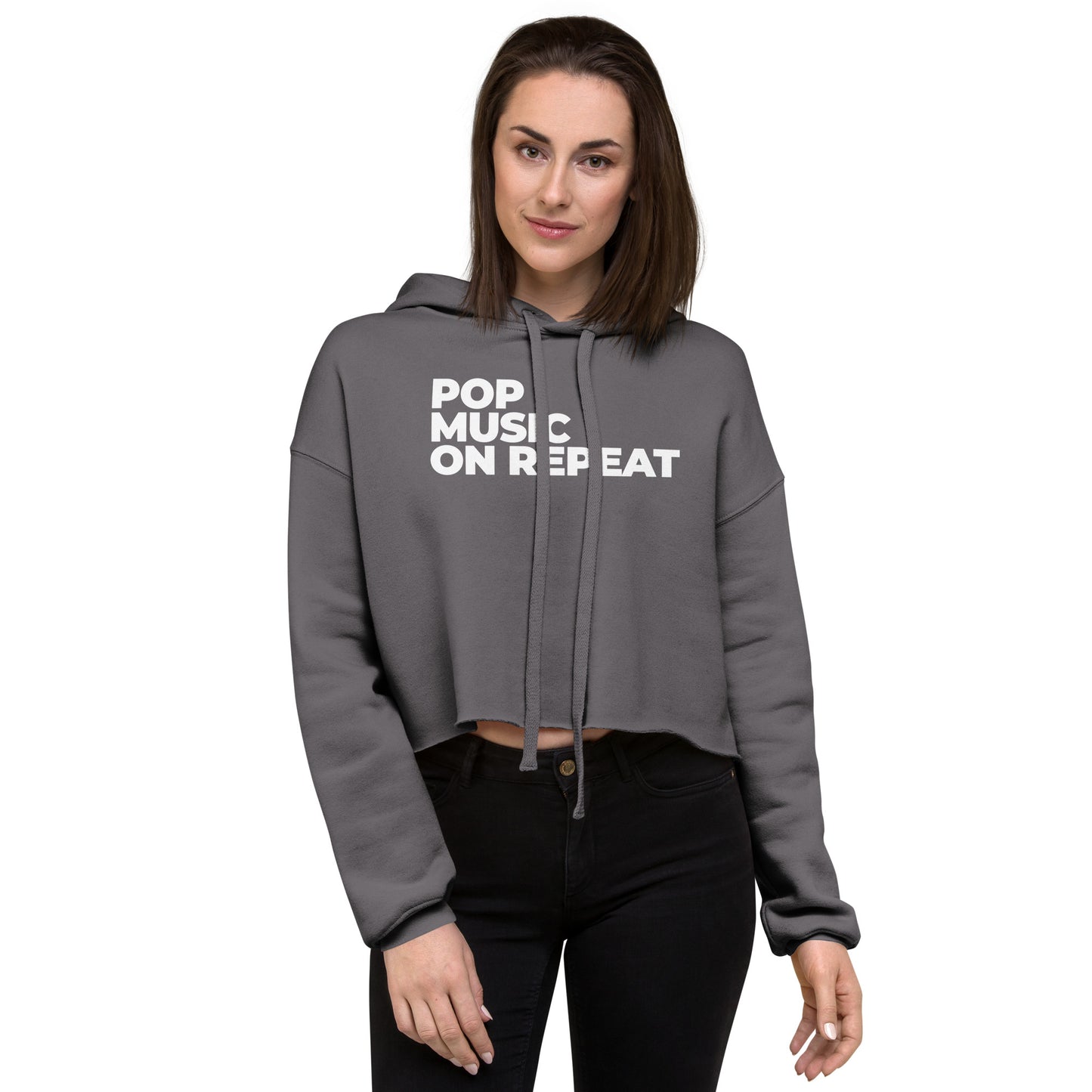 POP MUSIC ON REPEAT Cropped Hoodie (available in multiple colors)