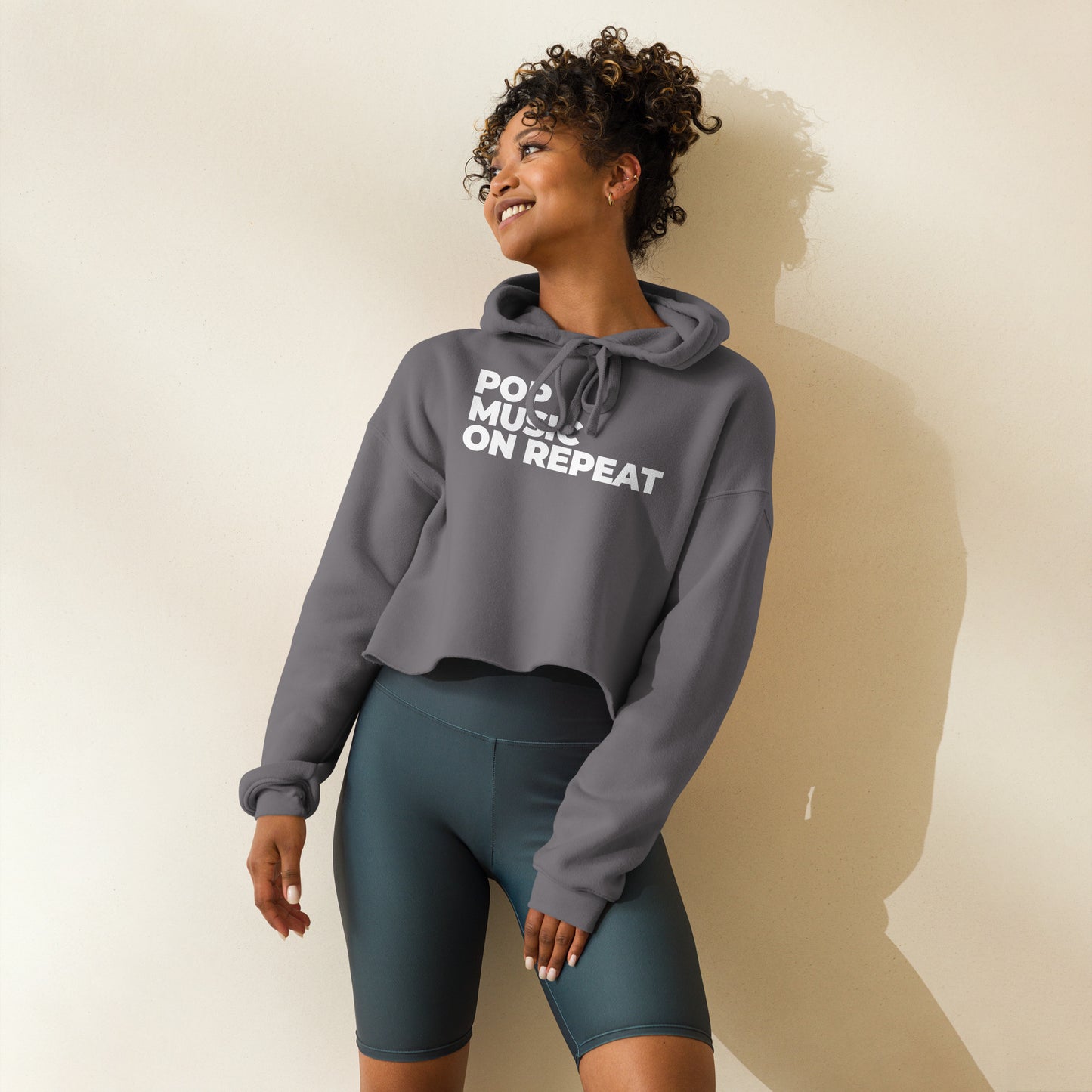 POP MUSIC ON REPEAT Cropped Hoodie (available in multiple colors)