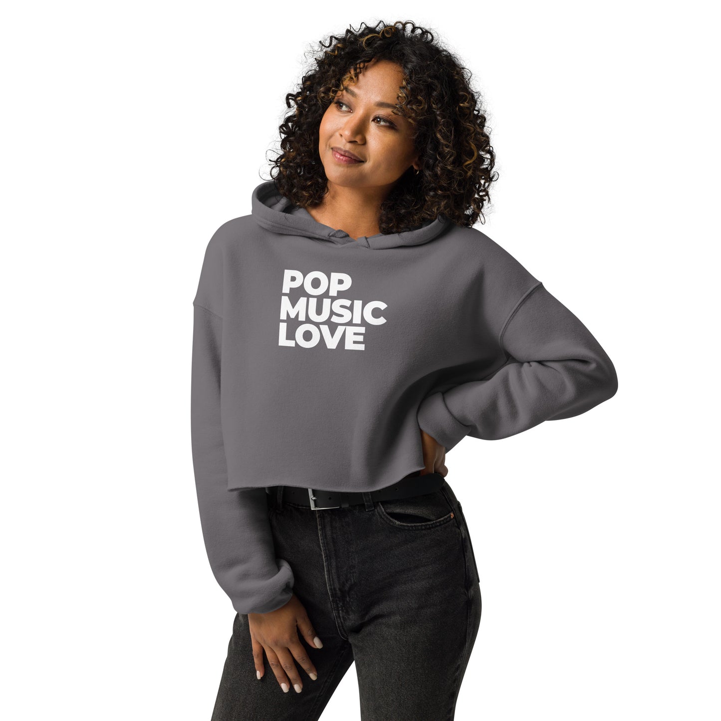 POP MUSIC LOVE Cropped Hoodie (available in multiple colors)